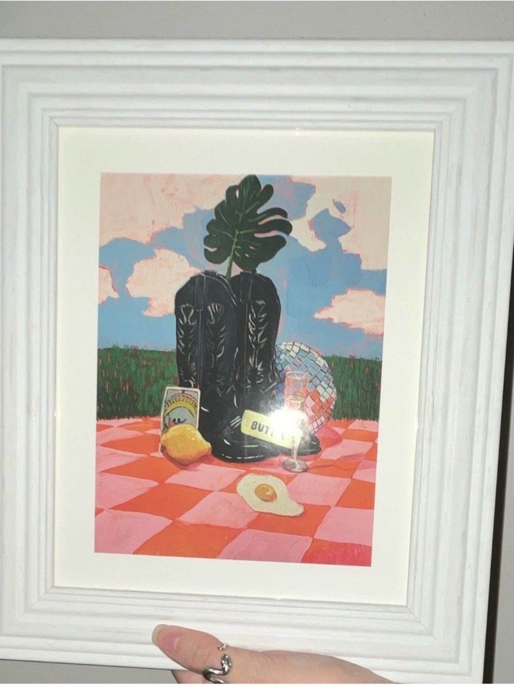 Framed Home Art Print - Pink & Black Still Life